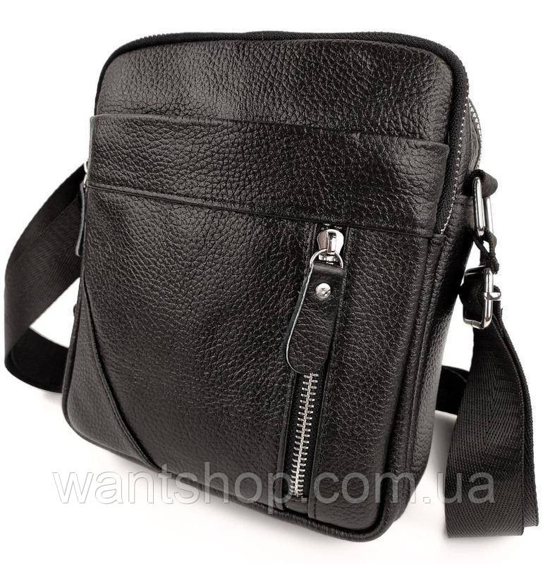 Класична чоловіча шкіряна сумка через плече Tiding Bag TM-43086 чорна