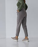 Жіночі вовняні штани сірі батал, фото 3