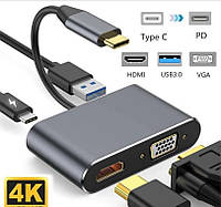 TYPE C Конвертер hub переходник USB 3.1 + HDMI + vga + TYPE-C адаптер на macbook pro