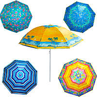 Зонтик пляжный "Stenson Designs - Желтый "Пальмы" 1.6 м, зонт от солнца пляжный и для сада (ST)