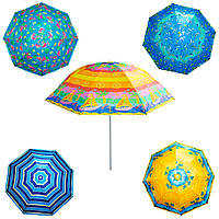 Пляжный зонтик "Stenson Designs - Желтый, кораблик" 1.6 м, зонт от солнца пляжный и для сада (ST)