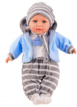 Пупс із соскою Чудо Малюк 520-1601 UA дитяча музична м'яка лялька що говорить синій
