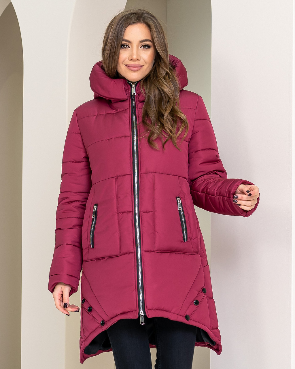 Куртка-парка (арт. 997) асиметричність, Бордо