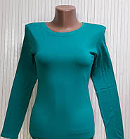 Лонгслив женский, футболка с длинным рукавом вискоза, зеленый