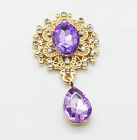 Камінь з підвісом в ажурній золотій оправі бузковий 2,6*4,6 см