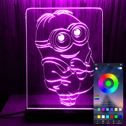 Акриловий світильник-нічник керування з телефона Міньйон (Mignon) tty-n000720, фото 1