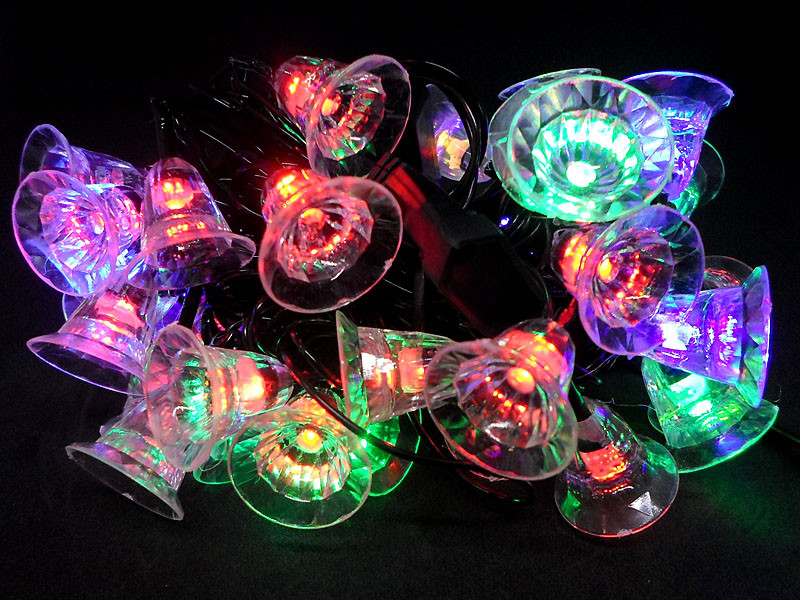 Гірлянда 40 дзвіночків чорний провід (мікс) PLASTIC-40-5M-BLACK-LINE 60шт 8472, фото 1