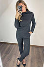 Жіночий брючний костюм утеплений вільного крою гусяча лапка 465 (42, 44, 46, 48 ,50 ,52) (сірий, графіт)СП, фото 9