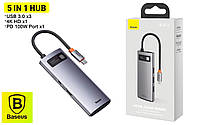 Baseus HUB адаптер HDMI 60Hz 5 в1 USB 3.0 (Gray)