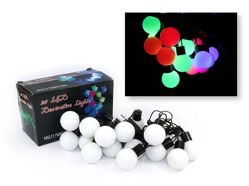 Гірлянда чорний провід біла кулька 4см (мікс) BLACK-LINE-BALL-20M-1 50шт 8339