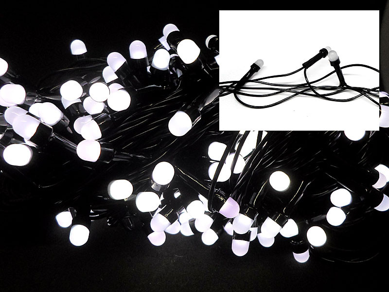 Гірлянда чорний провід кругла матова лампа 200LED (білий) LED200W-10 50шт 8334