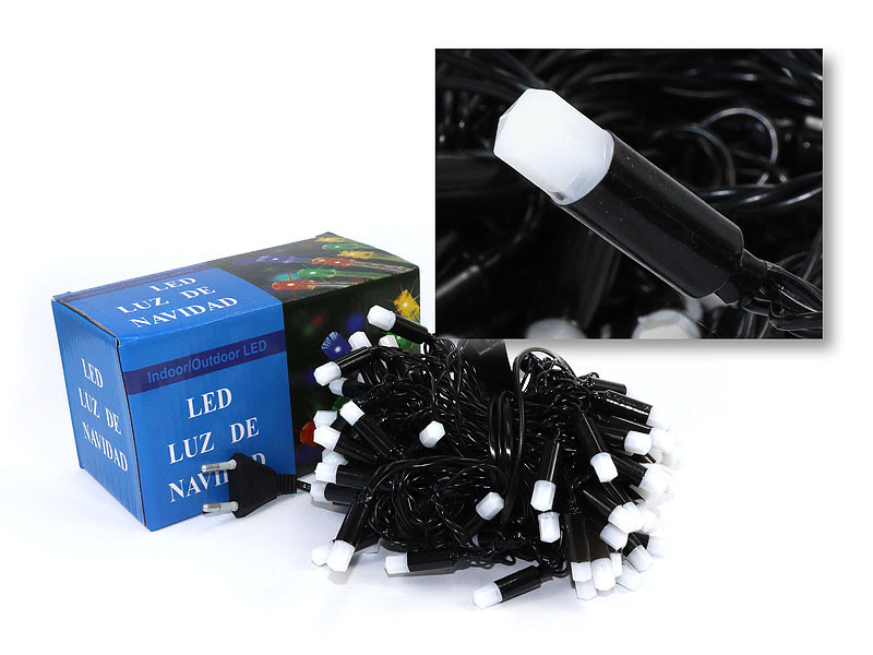 Гірлянда чорний провід матова шестигранна лампа 100LED (мікс) 100-PLASTIC-M 60шт 8298