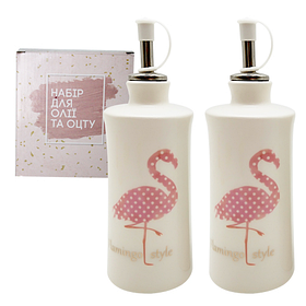 700-07-13 Набір 2 предмети, пляшки для олії та оцту "Фламінго" об' єм-320мл