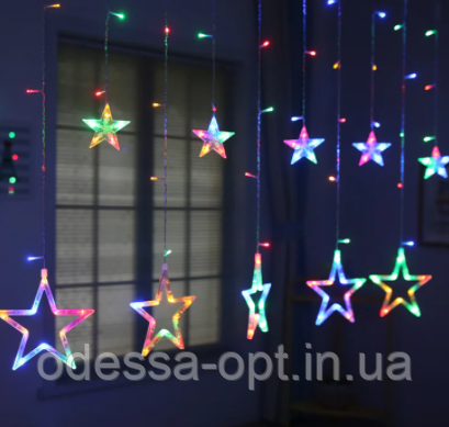 Xmas гірлянда STAR CURTAIN 12M MULTI Зірки Мультикольорові 3M*80CM*50CM
