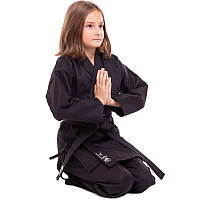 Кимоно для каратэ детское/взрослое MATSA (рост 130-200 см) MA-0017 черное 1 (рост 140 см)