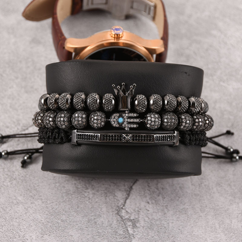 Браслет чоловічий BlackPink Hamsa Rossl з 3 шт, Чорний