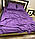 Євро КПБ з страйп-сатину фіолетового кольору з простирадлом на резинці 160х200х20, фото 2