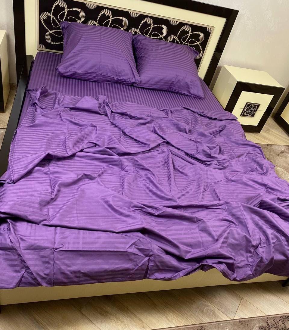 Євро КПБ з страйп-сатину фіолетового кольору, стандартний