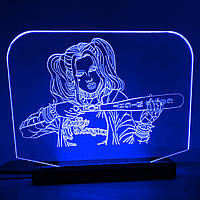 Акриловый светильник-ночник Харли Квинн (Harley Quinn) синий tty-n000116