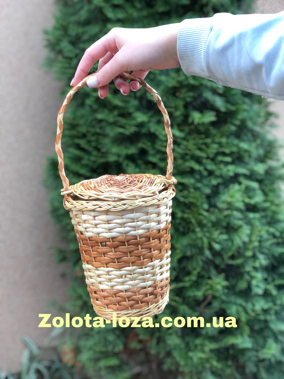 Кошик-чехол з лози для банки 1л. Арт:50909