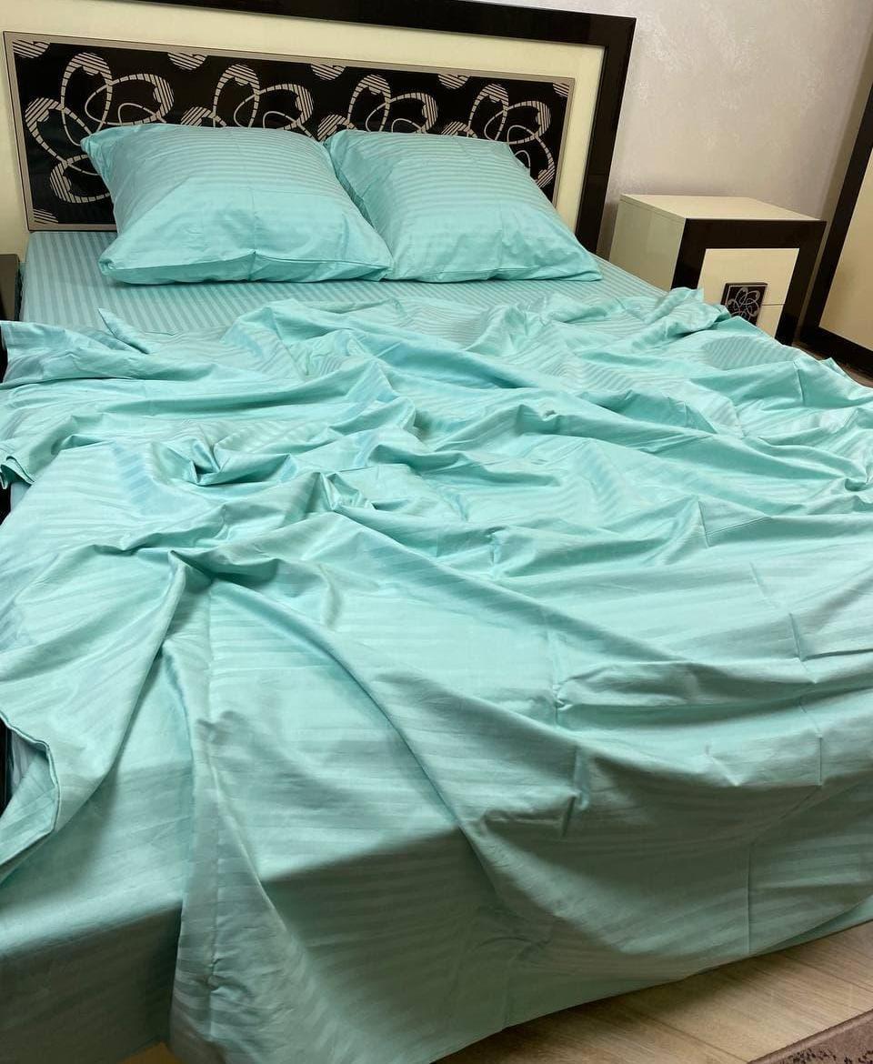 Полуторний КПБ з страйп-сатину м'ятного кольору, фото 1