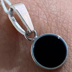 Срібний підвіс з золотими накладками з каменем чорним РН-402