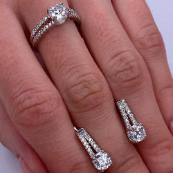 Срібний набір родований з фіанітами РН-405