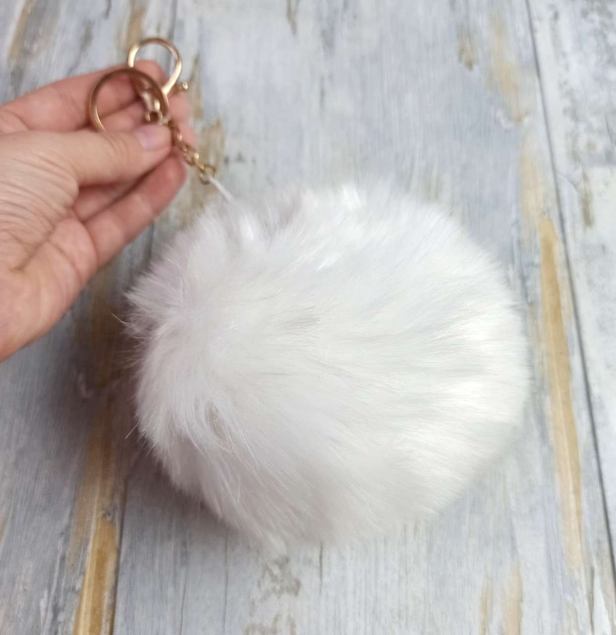 Брелок Велика куля Finding Помпон для сумки рюкзака Білий 13 см