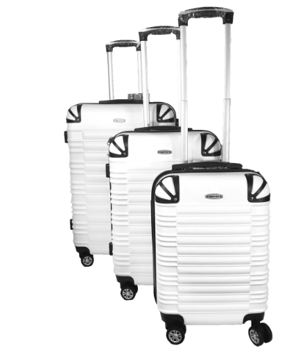 Набір валізи для подорожі трійка на чотирьох колесах білий