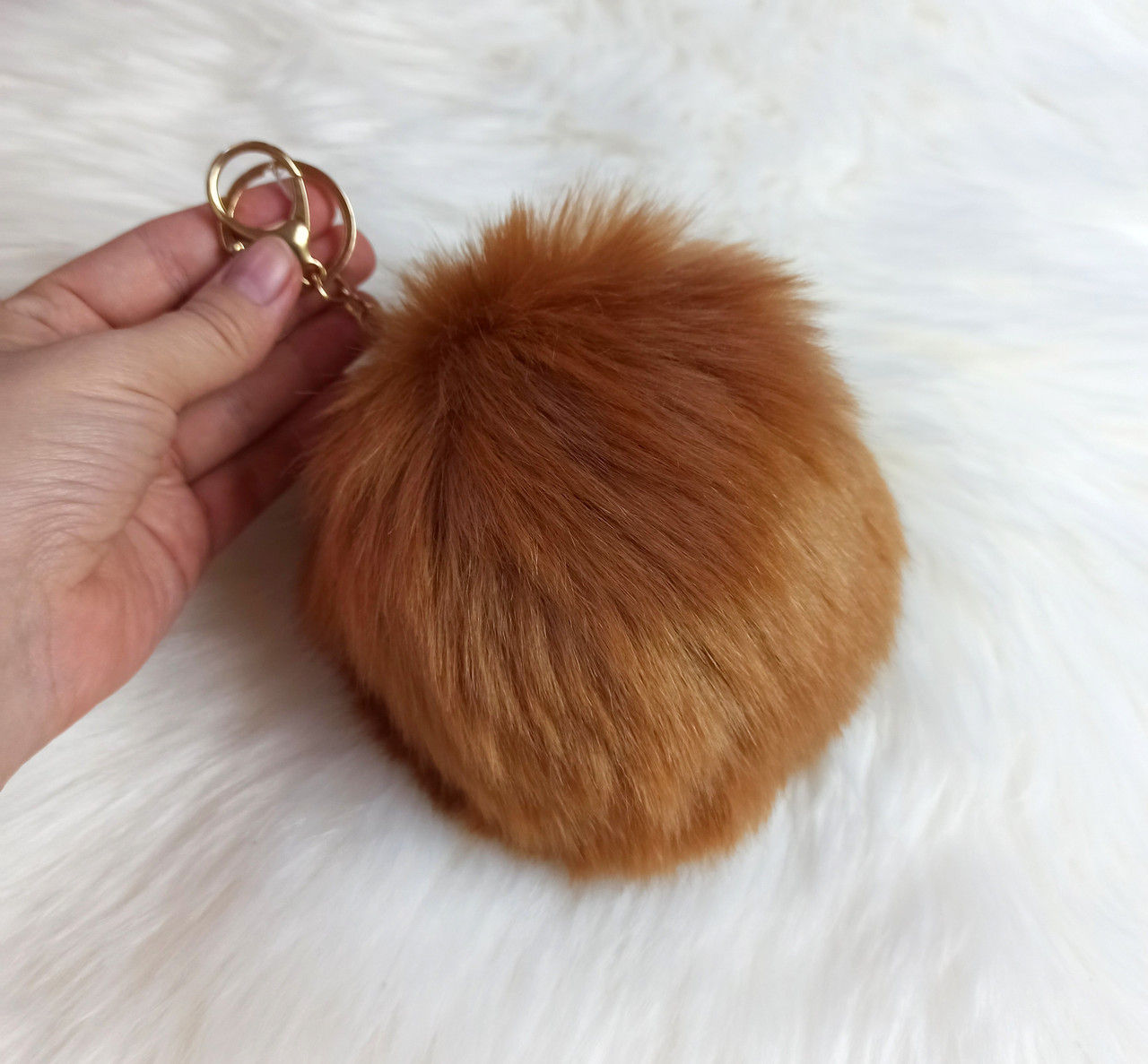 Брелок Велика куля Finding Помпон для сумки рюкзака Коричневий 13 см