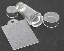 Набір для стемпінгу, штамп двосторонній, скрапер і пластина, колір в асортименті