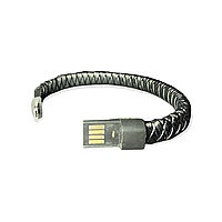 Зарядный кабель USB Браслет для телефона micro usb (black) 21 см