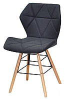 Обеденный мягкий стул Greg Q темно-серый шенилл SH - 2 на деревянных буковых ножках, дизайн Charles Eames