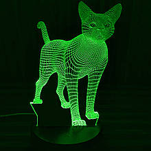 Акриловий світильник-нічник Кішка зелений tty-n000163