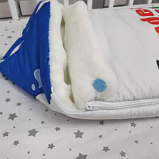 Зимовий конверт на виписку 2в1 чохол в коляску / дитячий спальник з непромокальної преміум-плащової тканини та хутра, фото 4