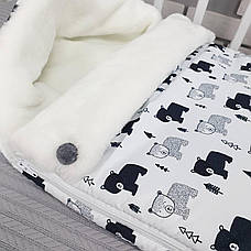 Зимовий конверт на виписку 2в1 чохол в коляску / дитячий спальник з непромокаючої преміум-плащової тканини та хутра, фото 2