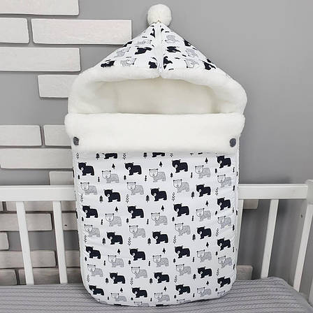 Зимовий конверт на виписку 2в1 чохол в коляску / дитячий спальник з непромокаючої преміум-плащової тканини та хутра, фото 1