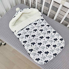 Зимовий конверт на виписку 2в1 чохол в коляску / дитячий спальник з непромокаючої преміум-плащової тканини та хутра, фото 4