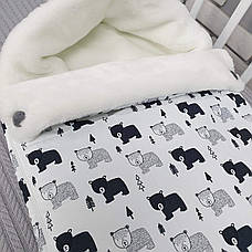 Зимовий конверт на виписку 2в1 чохол в коляску / дитячий спальник з непромокаючої преміум-плащової тканини та хутра, фото 3