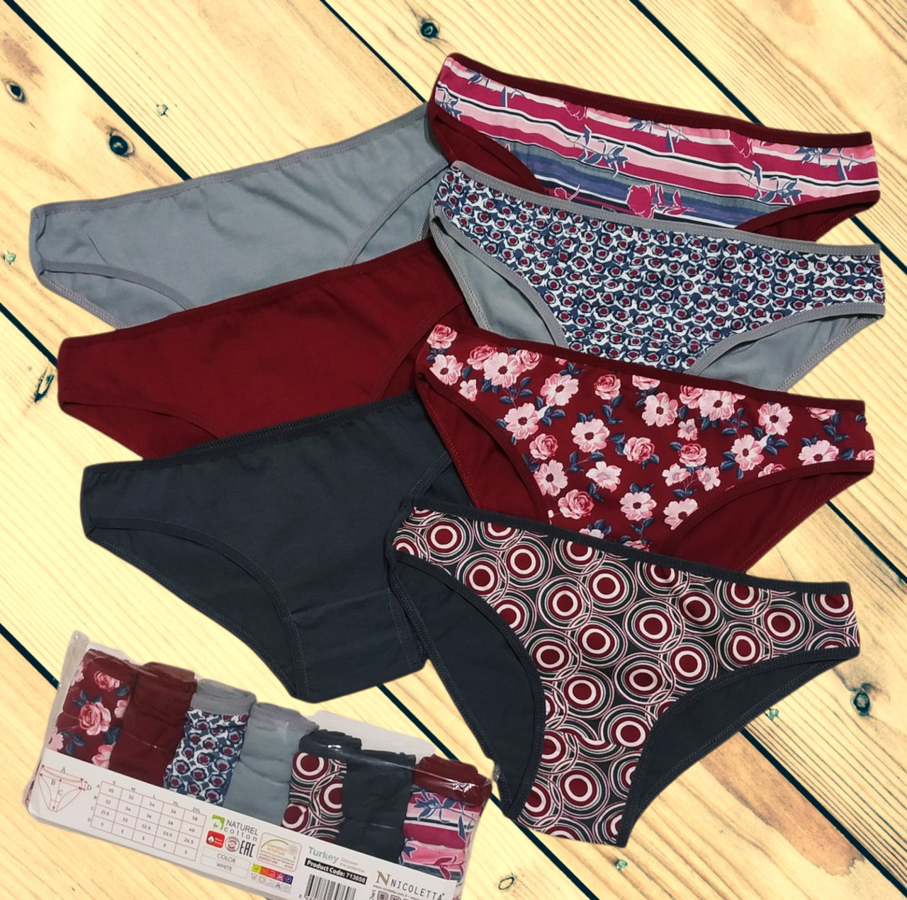 Жіночі трусики  Nicoletta 7 шт в уп Розміри M L XL, фото 1