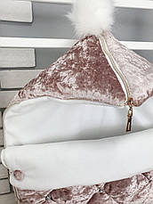 Зимовий конверт на виписку 2в1 чохол у коляску / дитячий спальник з мармурового оксамиту та хутра, фото 5