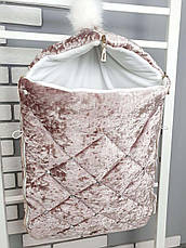 Зимовий конверт на виписку 2в1 чохол у коляску / дитячий спальник з мармурового оксамиту та хутра, фото 2