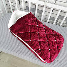 Зимовий конверт на виписку 2в1 чохол у коляску / дитячий спальник з мармурового оксамиту та хутра, фото 5