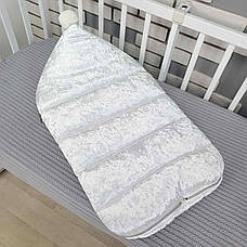 Зимовий конверт на виписку 2в1 чохол у коляску / дитячий спальник з мармурового оксамиту та хутра, фото 2