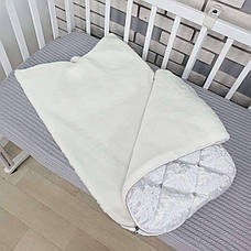 Зимовий конверт на виписку 2в1 чохол у коляску / дитячий спальник з мармурового оксамиту та хутра, фото 4