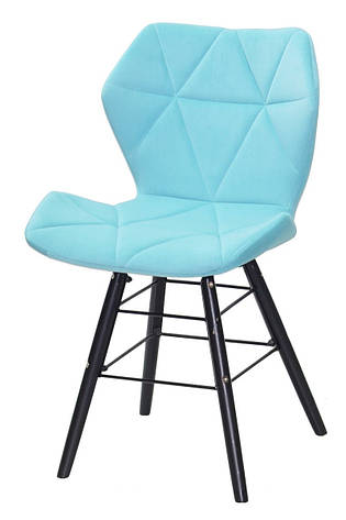 Стул Greg Q BK голубой B-1019 бархат на деревянных черных ножках, дизайн Charles Eames, фото 2