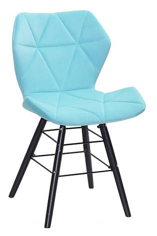 Стул Greg Q BK голубой B-1019 бархат на деревянных черных ножках, дизайн Charles Eames, фото 2
