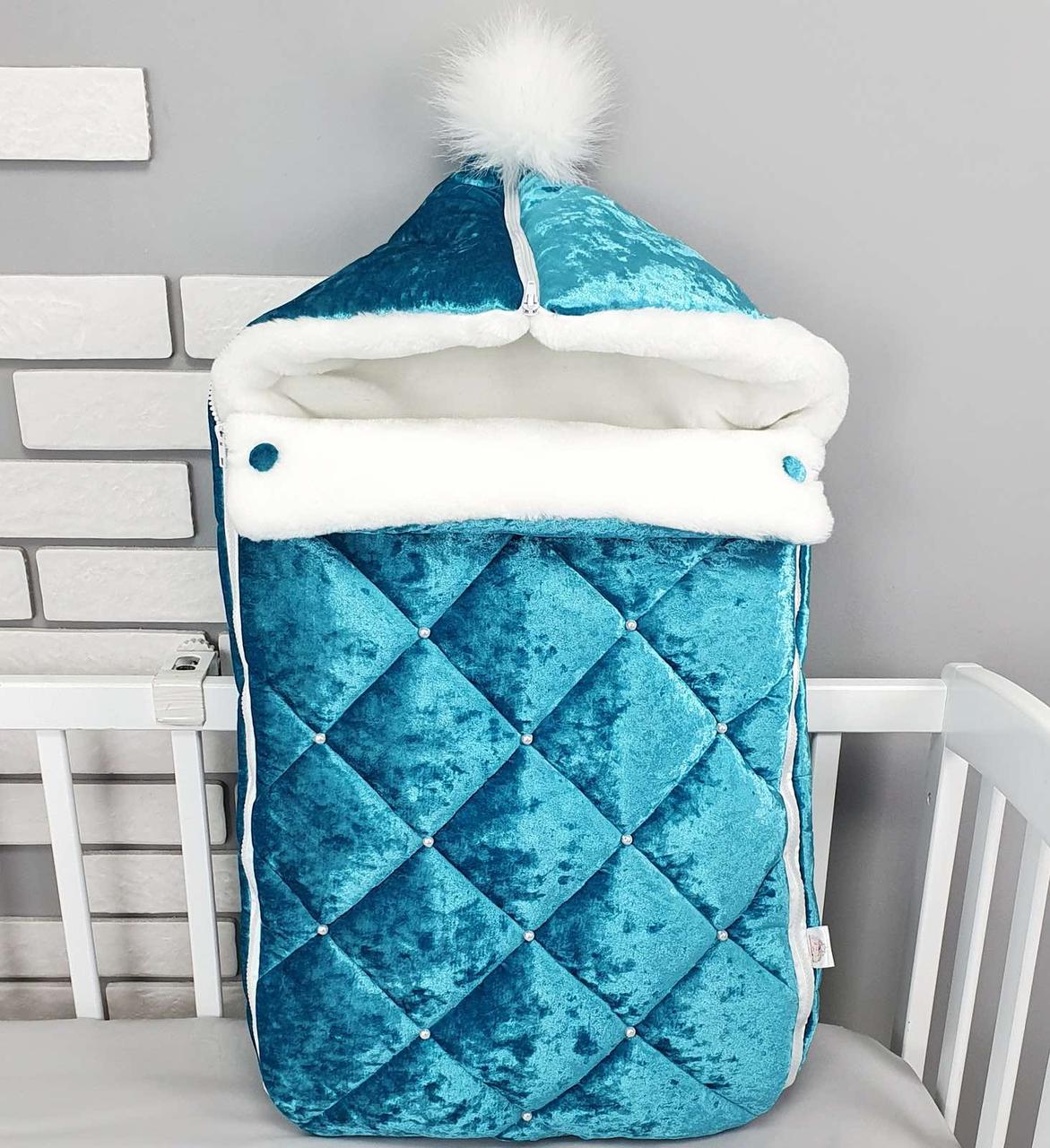 Зимовий конверт на виписку 2в1 чохол в коляску / дитячий спальник / Конверт-мішок-спальник