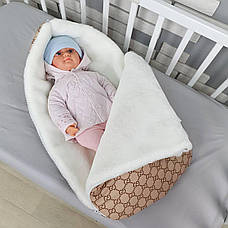 Зимовий конверт на виписку 2в1 чохол в коляску / дитячий спальник з непромокаючої преміум-плащової тканини та хутра, фото 4