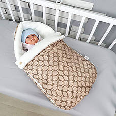 Зимовий конверт на виписку 2в1 чохол в коляску / дитячий спальник з непромокаючої преміум-плащової тканини та хутра, фото 2